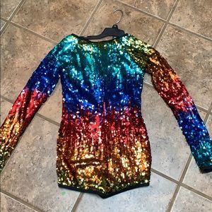 Rainbow Sequin one piece jumper costume